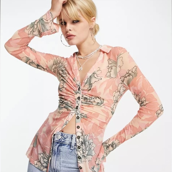 🆕Free People Semi-Sheer Blouse - Picture 10 of 14